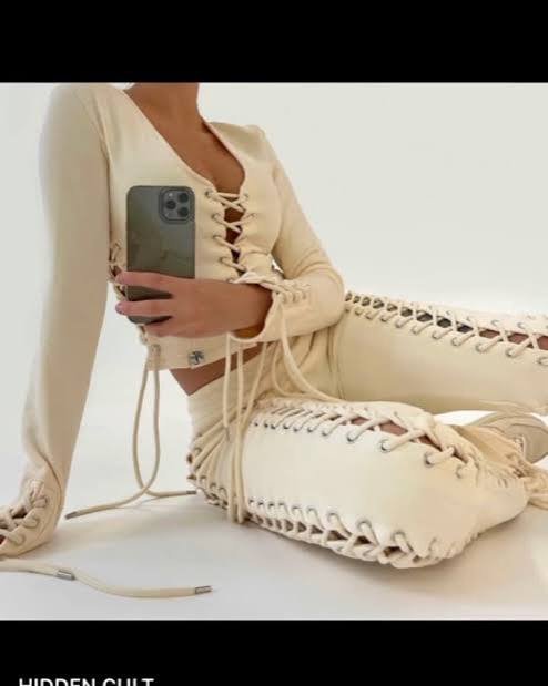 Hidden Cult Cream Ribbed Set